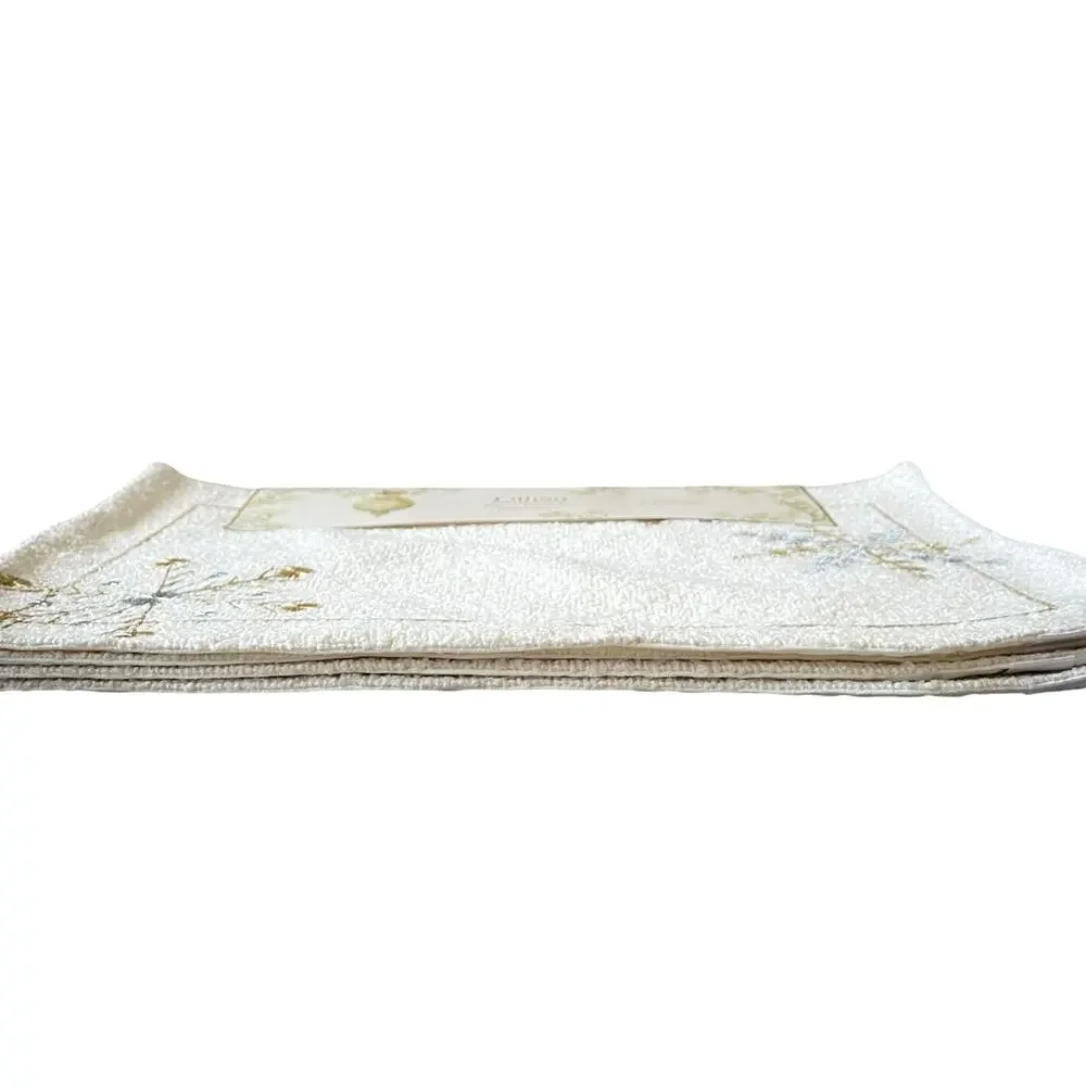 Lillian August Christmas Placemats Set of 4 Gold & Silver Snowflake Holiday Glam